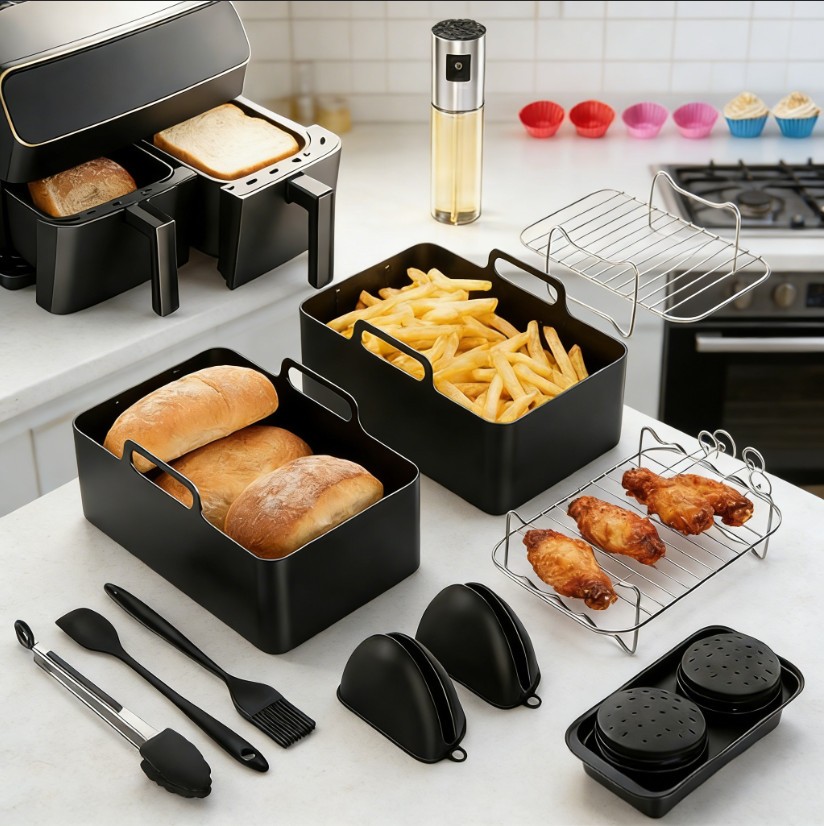 Portable 18 Piece Air Fryer Accessories Set Durable & Dishwasher Safe Party Home