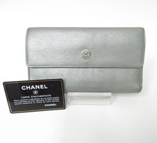 Authentic CHANEL Coco Button Leather Trifold ...