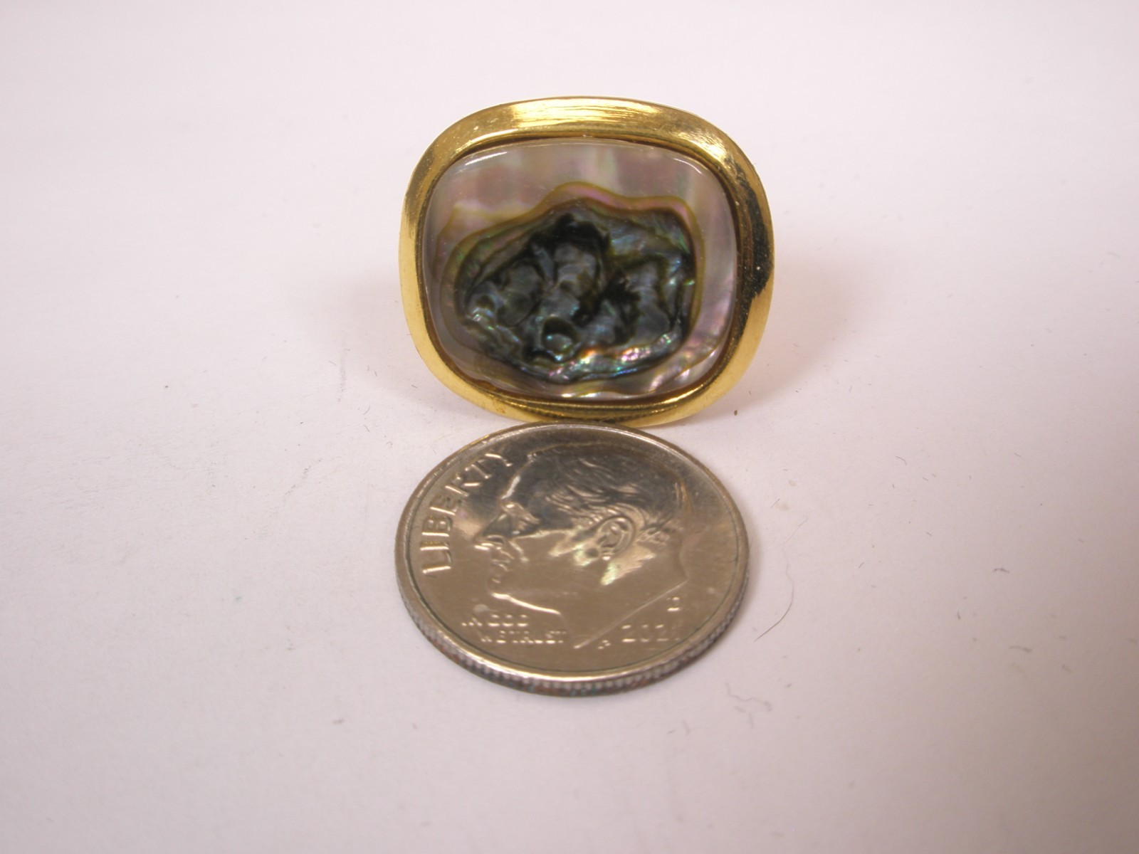 Abalone Shell Rectangle SINGLE Vintage Cuff Link … - image 2