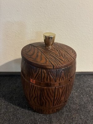 Rare Vintage Ceramic Barrel Cookie Jar 1960s Treasure Craft 10