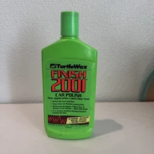 Vintage Turtle Wax Finish 2001 Car Polish RARE 16oz 50% Full Green Bottle 1999