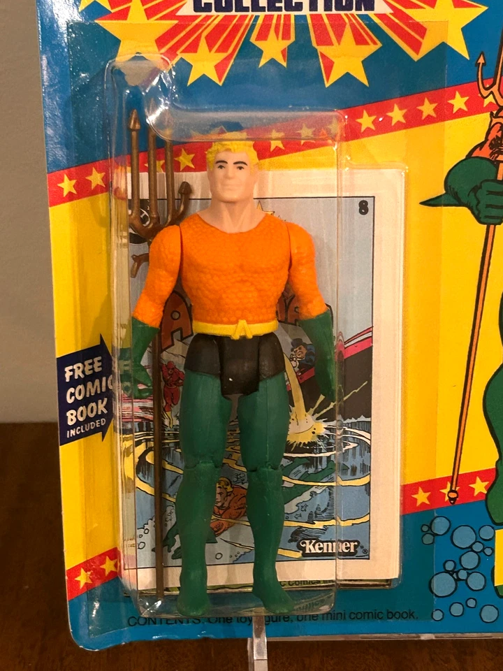 全新带盒 1984 年 KENNER AQUAMAN 超级权力动作人物:12 包带美国卡未打孔 — 第 2/4 张图片