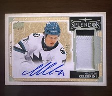 MACKLIN CELEBRINI 2024-25 UPPER DECK UD THE CUP ROOKIE SPLENDOR PATCH AUTO 26/36