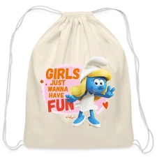 Smurfette Fun Quote - The Smurfs Girls Night Design Cotton Drawstring Bag
