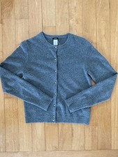 J Crew Cashmere blend Cardigan M Crystal Buttons Gray 