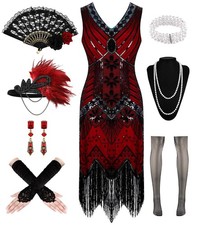 1920s Flapper Dress for Women Roaring 20s Costume with Vintage Accessories