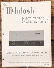 McIntosh MC2200 MC-2200 Amplifier Service Manual Original  4