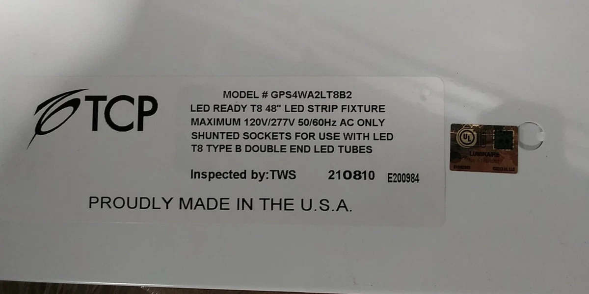 2 Pack TCP 4 LED Ready Strip Fixture Double Ended 120 277V AC