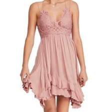 NWT Free People Womens size Small Adella lace Slip Dress Dusty Rose Pink
