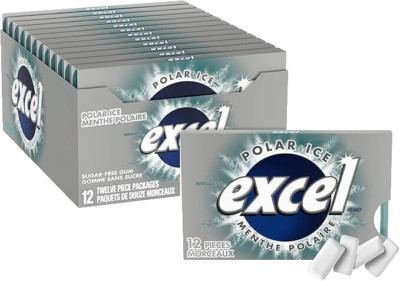 EXCEL, Polar Ice Flavoured Sugar Free Chewing Gum, 12 Pieces, 12 Packs