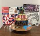 3 CARDBOARD CUPCAKE STANDS, 2 NEW 3 TIER SILVER, UNION JACK + 2 TIER USED PIRATE
