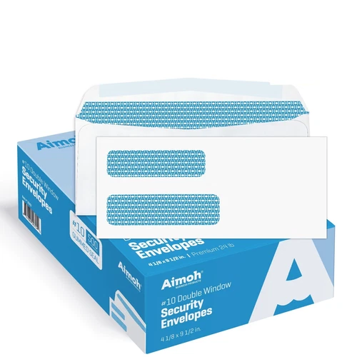#10 Double Window Security Envelopes - Security Tinted - Gummed Closure (30101)