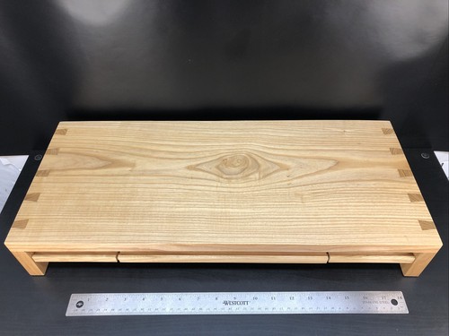 Eschenholz Monitorständer 3 Schubladen Computer Schreibtisch Erhöhung Aufbewahrung Organizer Unikat - Bild 1 von 12