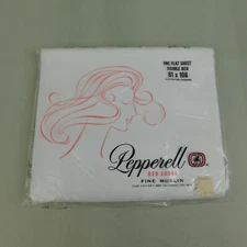 Vintage NOS Pepperell Fine Muslin All Cotton Full/Double Flat Sheet, White #6074