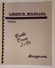 Snap On Model Ya-278 Brake Lathe Manual