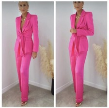 ZARA WOMAN NWT SS22 FUCHSIA WIDE LEG SATIN PANTS XS 8267/309