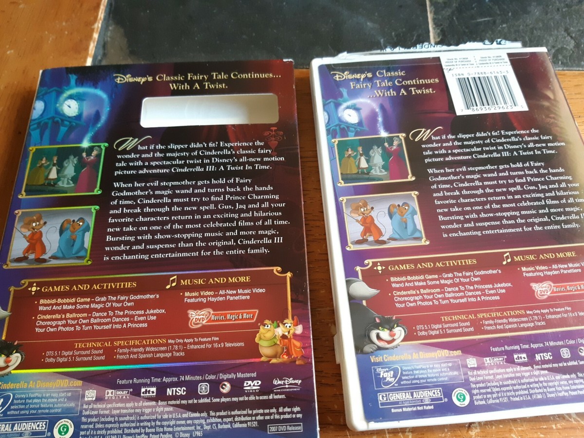 Cinderella III: A Twist in Time DVD Walt Disney 2007 with