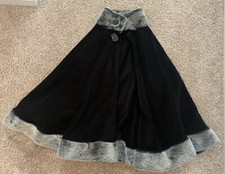 Sweet Magnolia Faux Fur Two Button Shawl Fall Winter Cozy Comfy Black & Gray Nwt