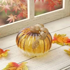 Glitzhome Crackle Glass Short Pumpkin 4.72''. NEW