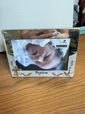 Picture Frame Baptism Metal Silver Birds Tabletop 4" x 6  Baby Religious Malden