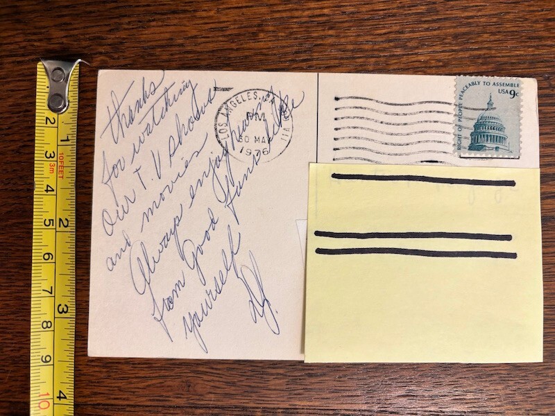 Vintage Handwritten & Initialed 1976 Postcard By "The Fugitive" David ...