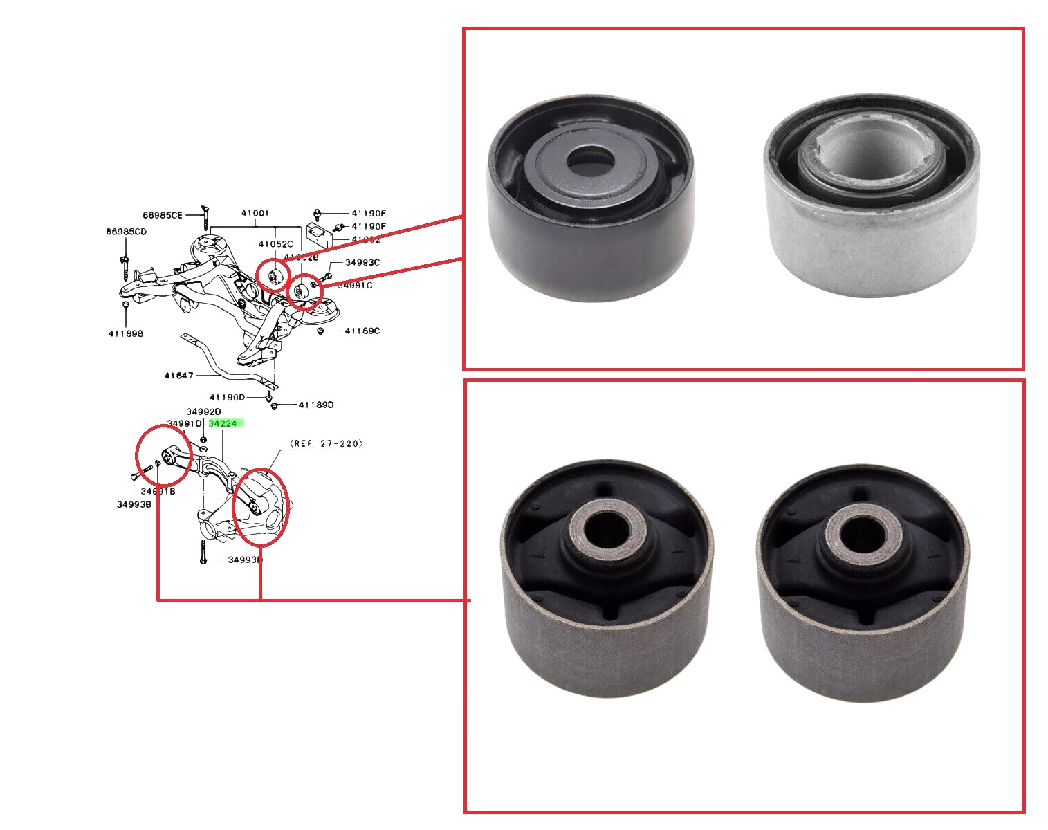 For MITSUBISHI PAJERO/SHOGUN MK3 V68/V78 3.2DID REAR DIFFERENTIAL BUSH KIT 99-06