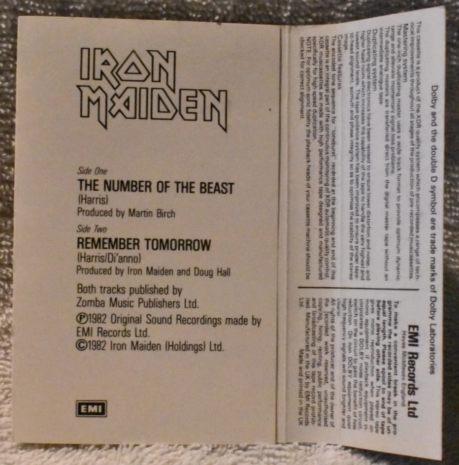 IRON MAIDEN -NUMBER OF THE BEAST  -UK CASSETTE SINGLE 1980 EMI -OUT OF PRINT - Image 4 of 4