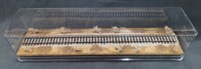 HO SCALE  16'' SINGLE TRACK  DISPLAY CASE- ''DESERT SCENE''-  FOR ANY HO TRAINS
