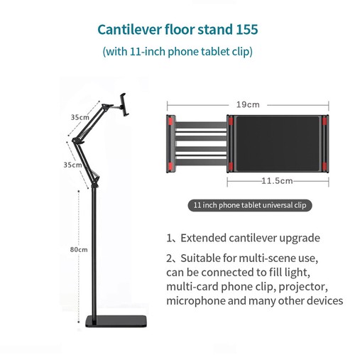 Trípode universal con soporte de piso cuello de ganso ajustable para iPhone iPad tableta - Imagen 9 de 18