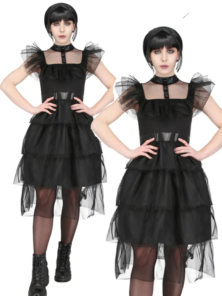 halloween fancy dress ladies Adult Gothic Prom Costume Goth Outfit Classic Crepe