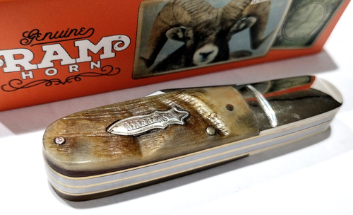 Marble's Genuine Rams Horn Handles 2 Blade Barlow Folding Pocket Knife MR365 EDC - Picture 3 of 4