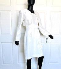 nwt tahari 2 pcs set women dresses & jacket white size 6 ruffle sleeveless long
