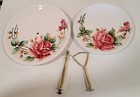 Vintage Lefton "ROSE" 2 tier Tidbit Plate/Dish set with Handle, #942N, JAPAN — photo 5