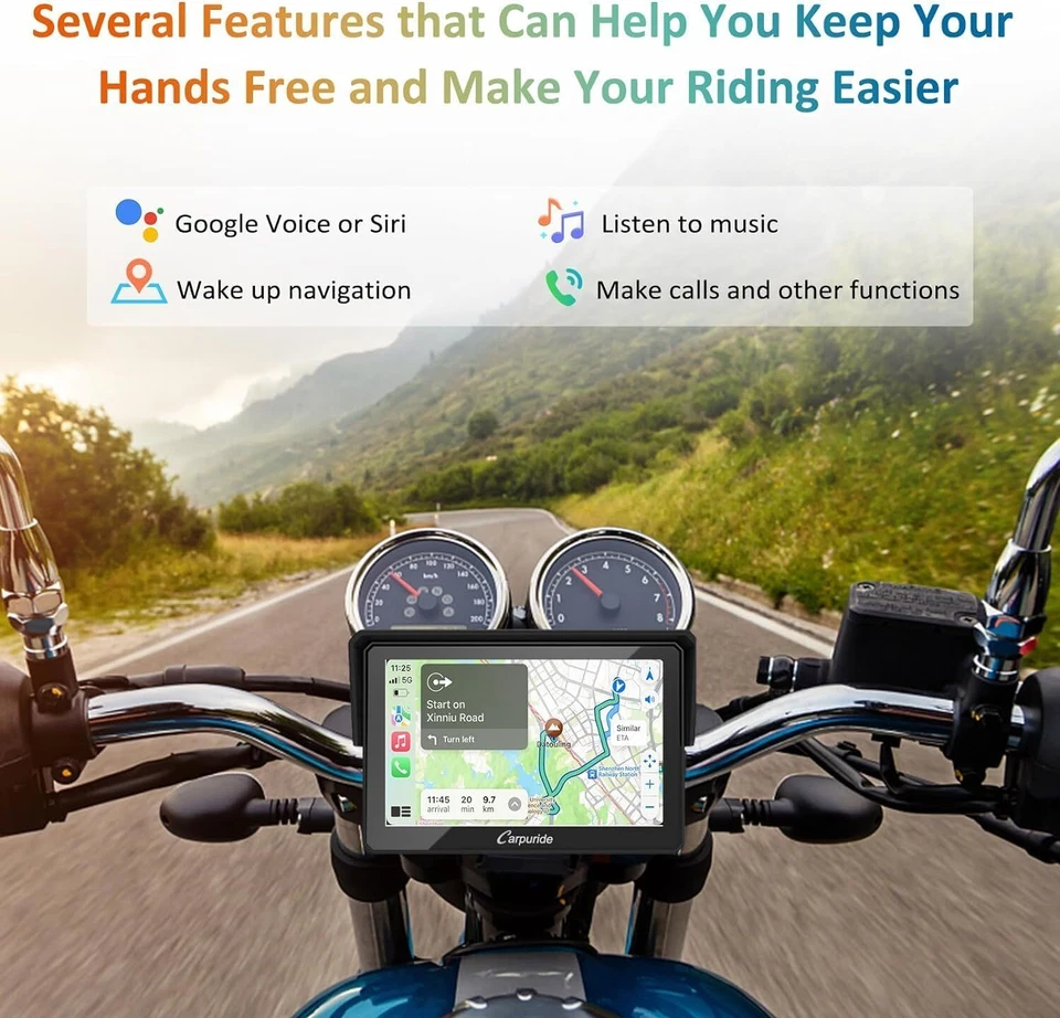 Carpuride W502 Wireless Carplay Android Auto Navigator Dual Bluetooth For Moto - Immagine 4 di 4