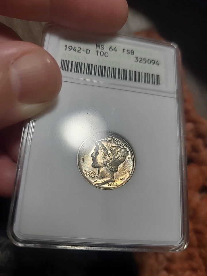 1942 D RPD Overdate OBVERSE  MS 64 FSB Gen 4 Soapbox Anacs Toned - Image 3 of 4