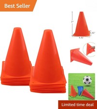 Set of 12 Durable 7 Inch Traffic Cones for Soccer, Skating Football Training