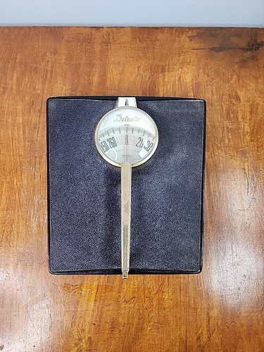 Vintage Detecto Bathroom Scale Black & Gold MCM with Handle Tested Working - Picture 6 of 9