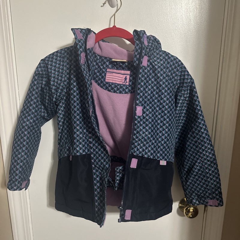Lily & Dan Girls  Raincoat Hooded Jacket purple teal size S 6/6x detachable hood
