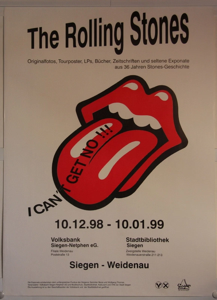 Rolling Stones Orig. Poster Ausstellung Siegen-Weidenau 10.12.1998 - 10.01.1999