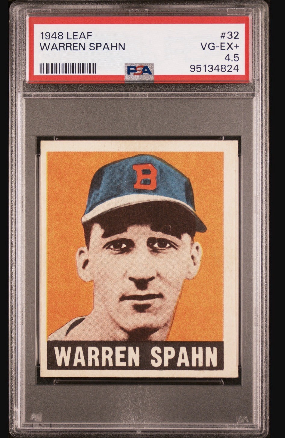 1948-49 Leaf - Warren Spahn #32 (RC) PSA 4.5 SHARP!!