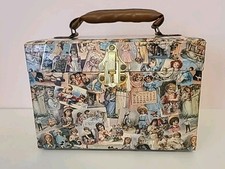 Vintage Anton Pieck Wooden Box Victorian Themed Decoupage Purse Makeup 8x8x11