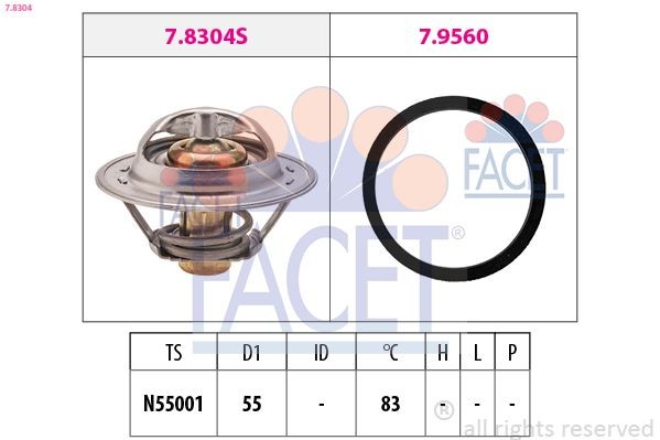 Facet Thermostat, KüHlmittel 7.8304 FüR CitroËN Passend FüR Fiat Lancia-image