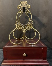 Wine Rack Red Cherry Wood & Brass 3 Bottle Li...