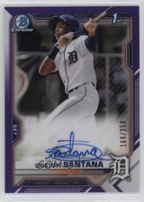 2021 Bowman Chrome Prospect Purple Refractor 166/250 Cristian Santana Auto 0q4s