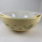 Two Pyrex Shenandoah Cinderella Nesting Mixing Bowls 443 444 Yellow Green Flower