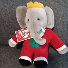 Vintage Gund Babar the Elephant Plush 1988 Macys 14 Holiday Stuffed Animal