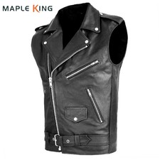 2025 Mens Vest Steampunk Homme PU Leather Motorcycle Sleeveless Waistcoat Jacket