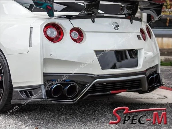 Parachoques trasero de fibra de carbono JDM VR labio divisor ajuste Nissan GT-R GTR R35 2017 2018 Foto 2 de 4