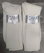 2 Vintage Camp Hosiery Socks King Size Men's 13-15 White NOS Orlon Acrylic Nylon