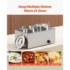 KFFKFF Electric Soup Warmer Dual 6.34QT Pots 1200W Adjustable Temp Bain Marie